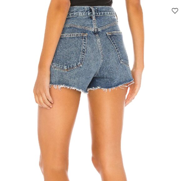 NWT Agolde Parker Denim Shorts Low Key Wash Size 27 Blue Jean Shorts cutoffs - Picture 4 of 11